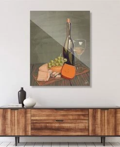 Creative Gallery Wine's Best Friends On Olive Green Illustration 20 X 24 Acrylic Wall Art Print