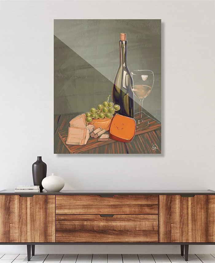 Creative Gallery Wine's Best Friends On Olive Green Illustration 20 X 24 Acrylic Wall Art Print