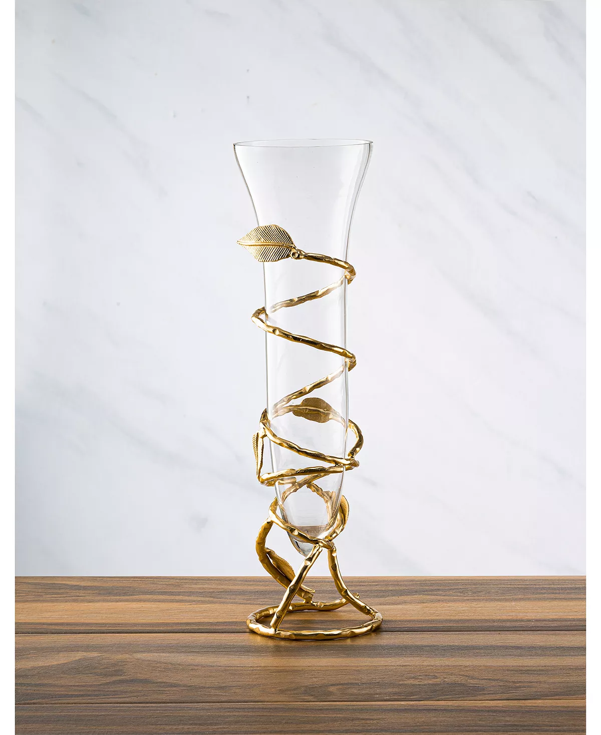 Classic Touch Glass Vase With Leaf Design - Image 2