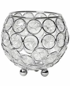 Elegant Designs Pse Crystal Circular Bowl Candle Holder, Flower Vase, Wedding Centerpiece