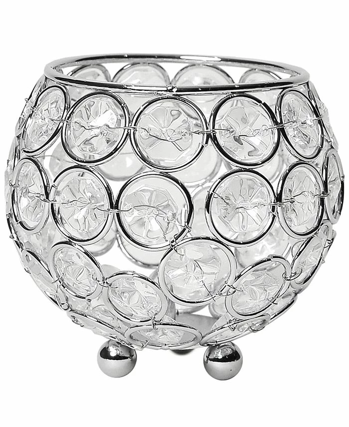 Elegant Designs Pse Crystal Circular Bowl Candle Holder, Flower Vase, Wedding Centerpiece