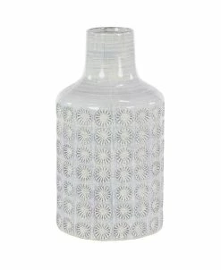 CosmoLiving Arge, Round Ceramic Floor Vase With French Country Rosette Relief Design