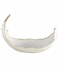 CosmoLiving By Cosmopolitan White Resin Glam Decorative Bowl, 8 X 13 X 8
