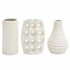 CosmoLiving By Cosmopolitan Set Of 3 White Stoneware Modern Vase, 5 X 8