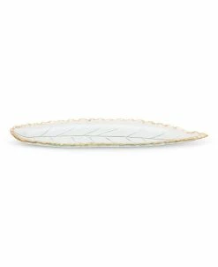 Classic Touch Glass Leaf Dish With Edge