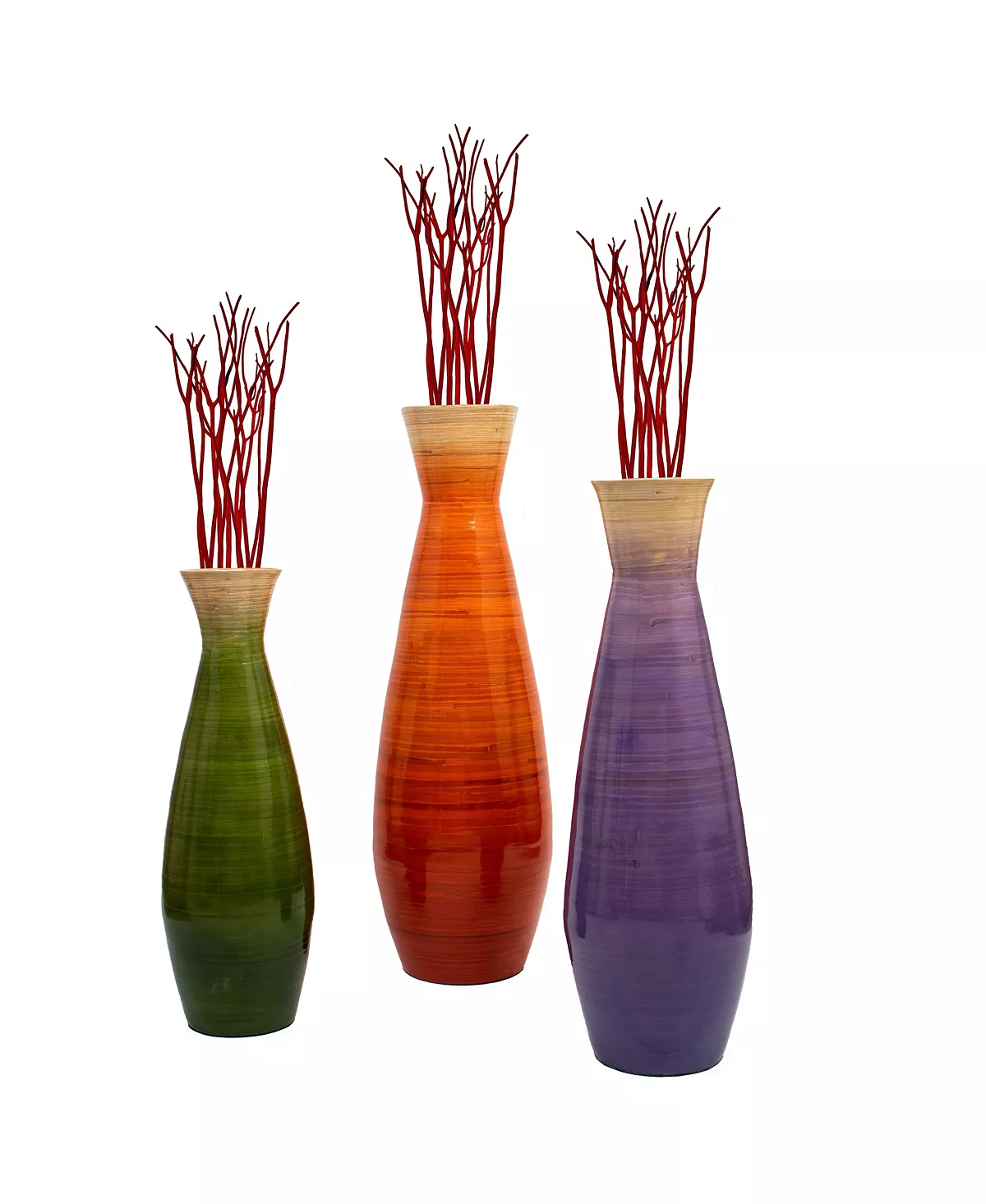 Uniquewise Classic Bamboo Handmade Floor Vase, Set Of 3 - Image 3