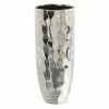 Nearly Natural 13 Designer Silver-Tone Cylinder Vase