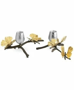 Michael Aram Butterfly Ginkgo Set Of 2 Candle Holders