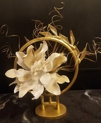 Classic Touch Geometric Circle Hurricane Candle Holder Leaf Design, Large - Image 2