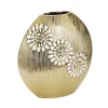 Vivience Round Matte Vase With Textured Flower Design