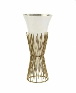Classic Touch Opaque Glass Vase On Twig Base