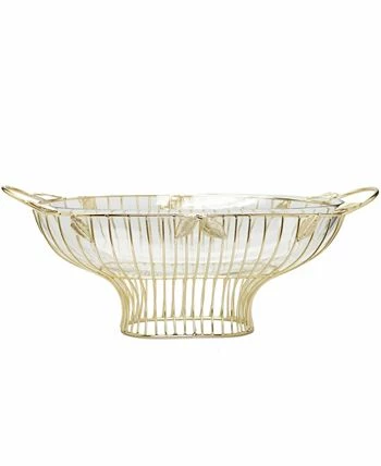 Classic Touch Leaf Oval Shaped Bowl With Glass Insert - Image 2