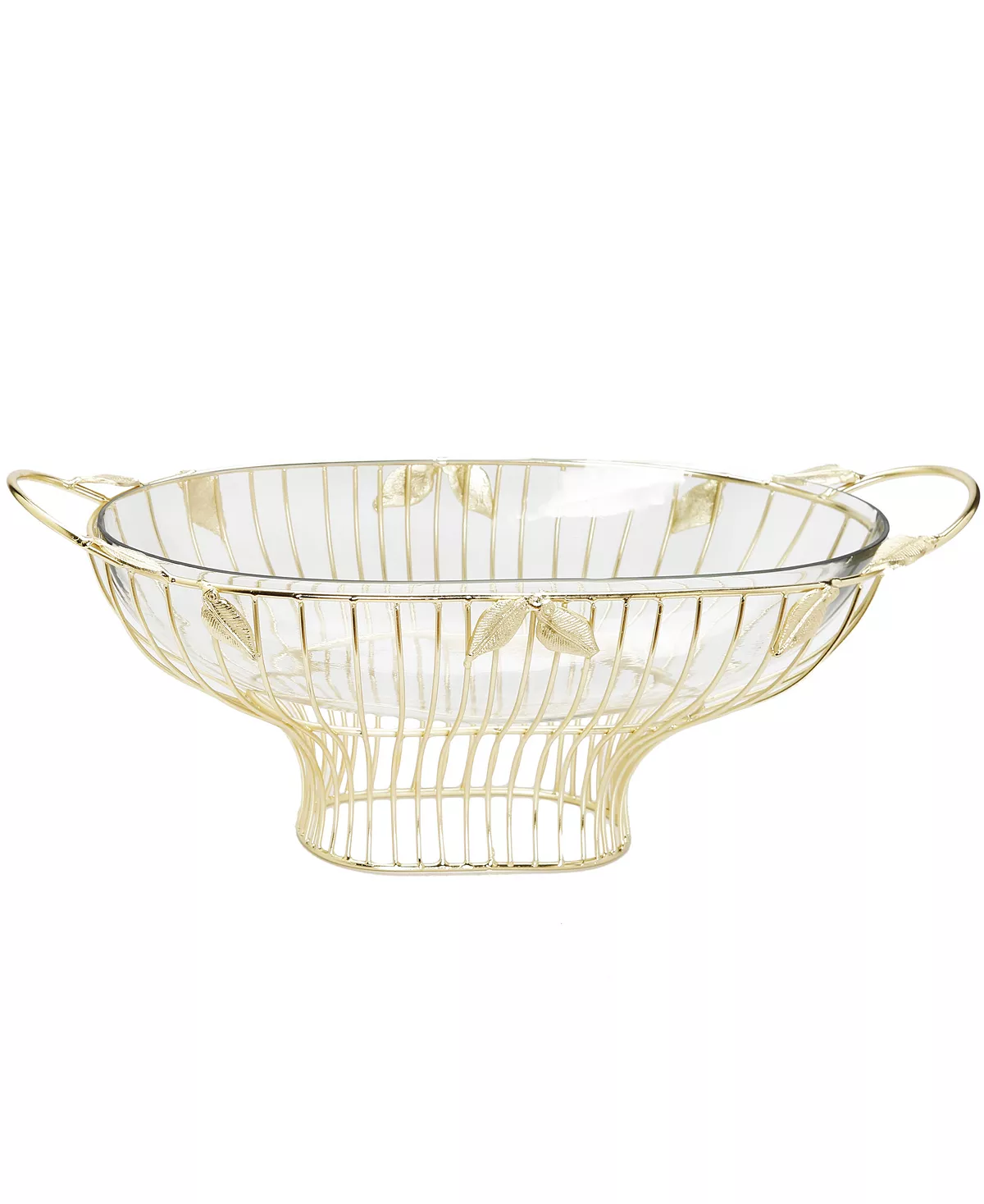Classic Touch Leaf Oval Shaped Bowl With Glass Insert - Image 3