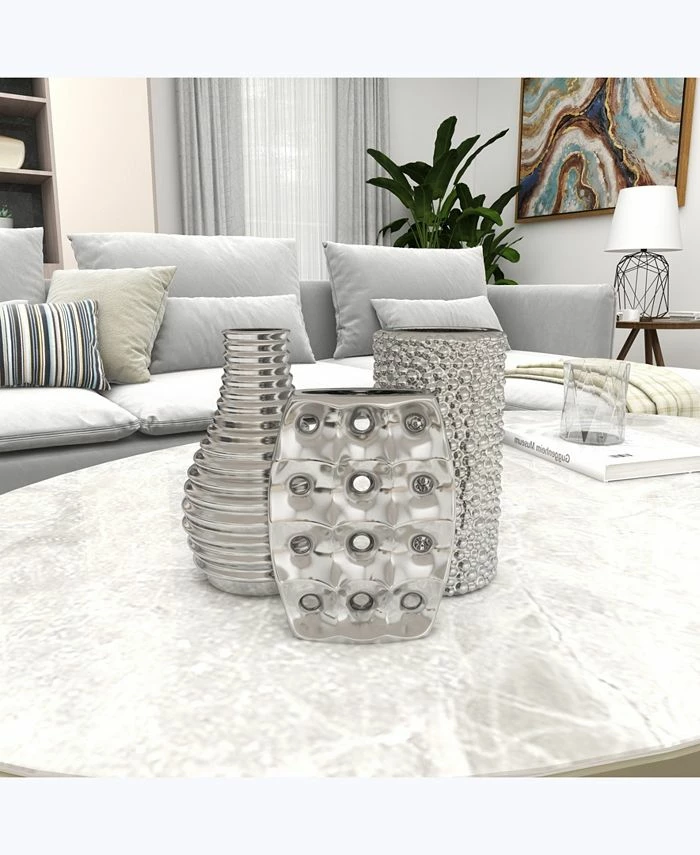 Rosemary Lane Ceramic Modern 3 Piece Vase Set - Image 4