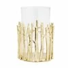 Classic Touch Glass Floral Vase With Twig Design Set, 2 Piece