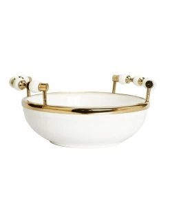 Classic Touch Round Bowl With Beaded Design Handles, 11 X 2
