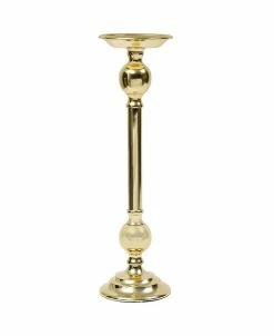 Classic Touch Short Traditional Brass Candle Holder, 5 X 14