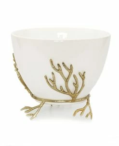 Classic Touch Bowl On Base With Coral Design Ornament, 8.5 X 4