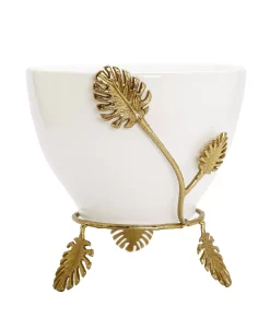 Classic Touch Eramic Bowl With Leaf Details, 9 X 11
