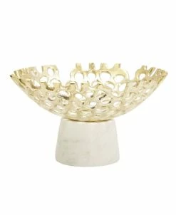 Classic Touch Web Design Bowl On Marble Base, 9.5 X 5.5