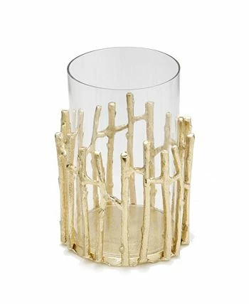 Classic Touch Glass Hurricane Or Floral Vase With Twig Design Set, 2 Piece - Image 2