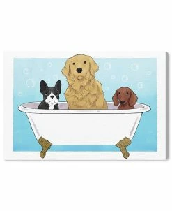 Oliver Gal Bath Bubbles Dogs Giclee Art Print On Gallery Wrap Canvas