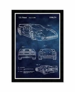 Wynwood Studio Port Car Patent Framed Print Wall Art, 15 X 21