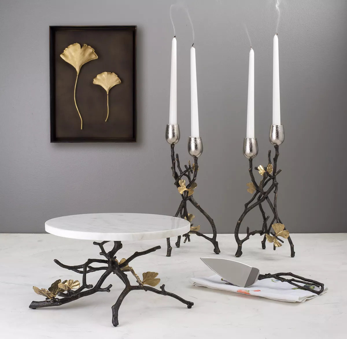 Michael Aram Butterfly Gingko 2-Pc. Candle Holder Set - Image 2