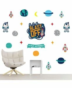 Big Dot Of Happiness Last Off To Outer Space - Nursery Vinyl Wall Art Stickers - Wall Decals - 20 Ct