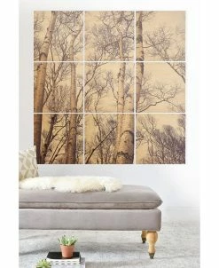 Deny Designs Olivia St. Claire Winter Birch Tree 9-Pc. Printed Wood Wall Mural