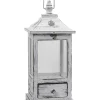 Nearly Natural Distressed Wood Lantern With Drawer