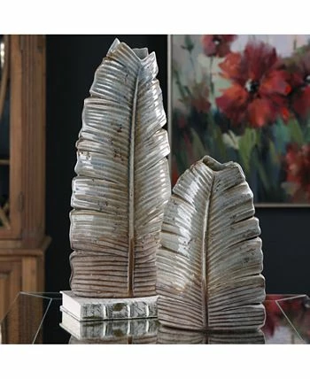 Uttermost Invano Set Of 2 Leaf Vases - Image 2