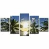 Ready2HangArt Niue Palms Sunset 5 Piece Wrapped Canvas Coastal Wall Art Set, 30 X 60