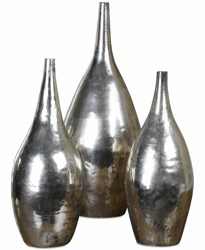 Uttermost Rajata Silver Vases, Set Of 3